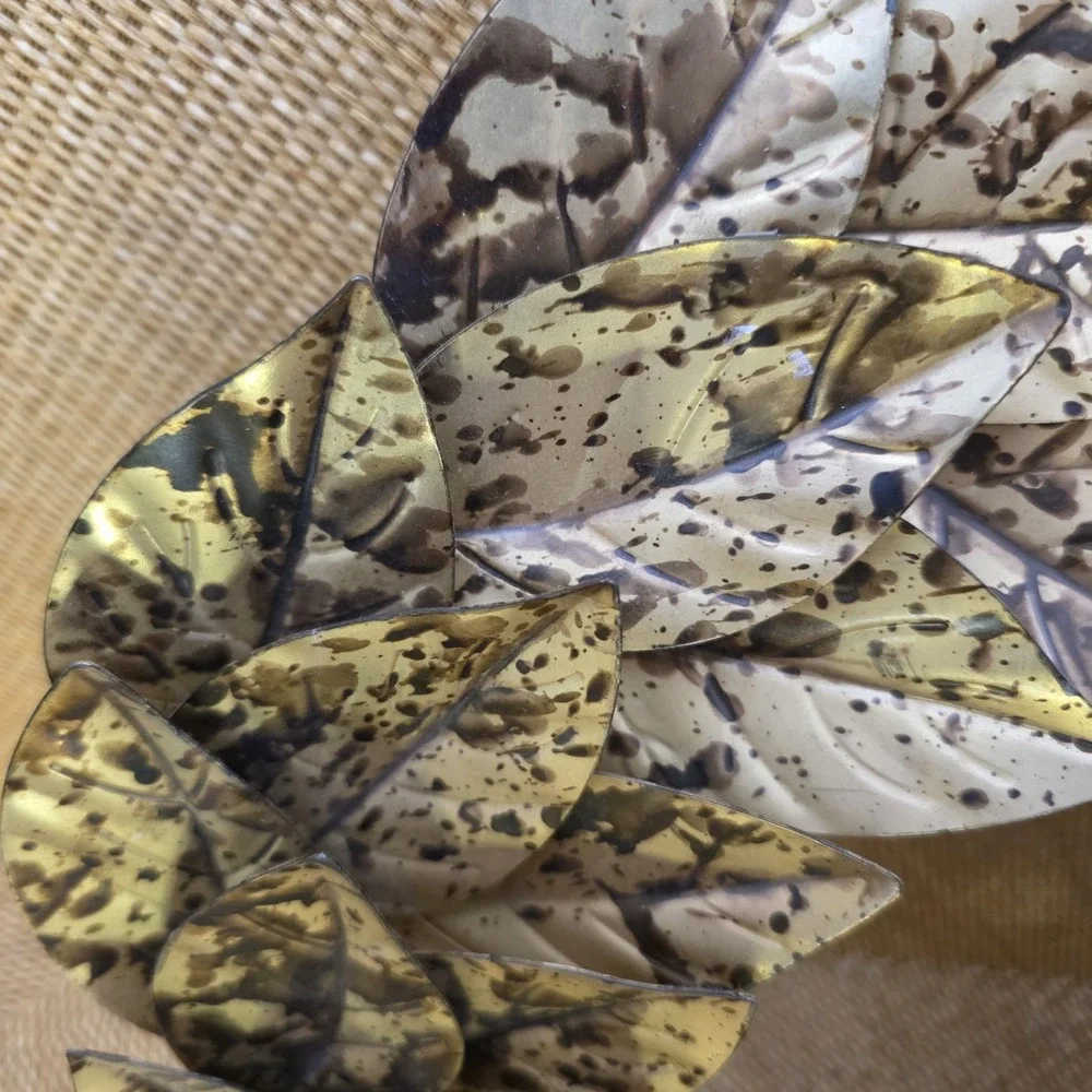 Gold Metal Leaves Wreath Wall Decor Front‎ Door Table 14.5